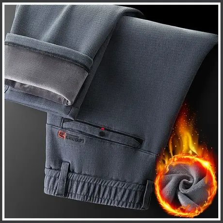 秋冬款男士防风保暖加绒防寒休闲裤子冬季2024年新款加厚直筒西裤商品大图