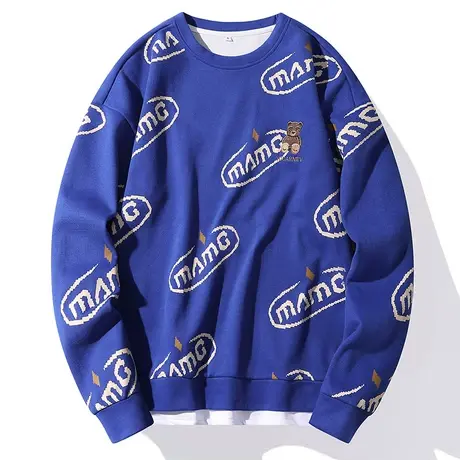 新款克莱因蓝卫衣男士长袖春秋季潮流ins潮牌印花宽松情侣外套图片