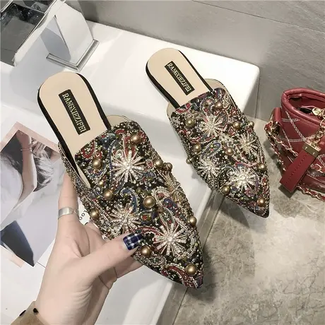 凉拖鞋女外穿2024新款网红时尚尖头包头平底半拖夏季百搭社会潮鞋商品大图