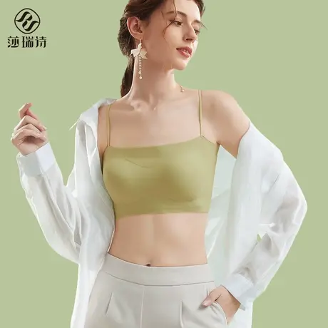 美背内衣女文胸一体防走光吊带抹胸背心夏细肩带运动无痕薄款裹胸商品大图