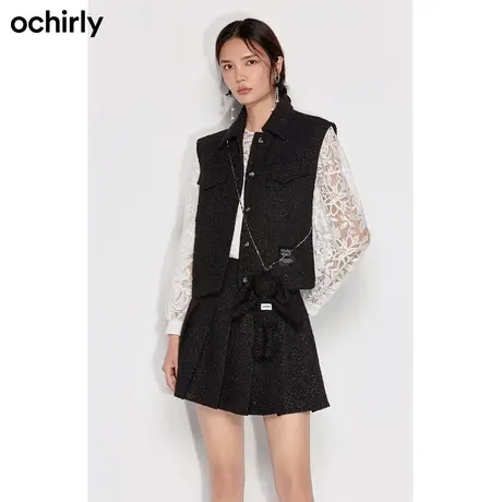 【呼呼严选专享】欧时力小香风粗花呢马甲外套秋送布偶兔图片