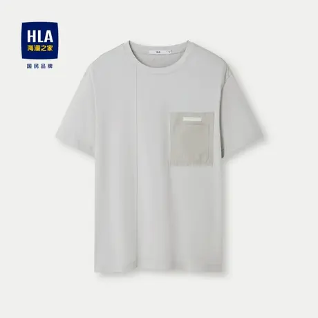 HLA/海澜之家冰感科技棉短袖T恤24春夏新叠加口袋设计凉感短袖男商品大图