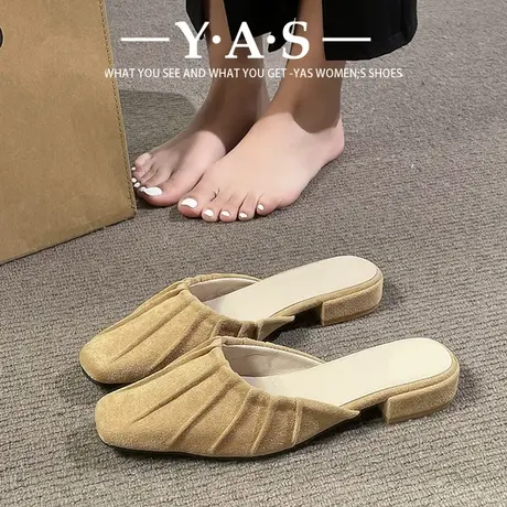 平底晚风配裙凉鞋法式单鞋女鞋子2024年新款夏妈妈鞋包头半拖外穿商品大图