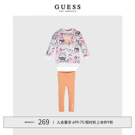 【38上新季】GUESS 秋童装女童长袖圆领印花套装图片
