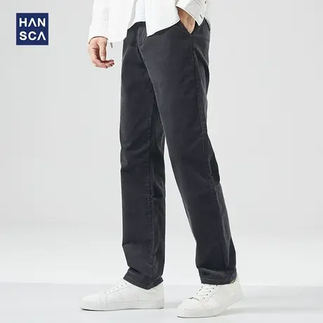 汉斯卡2021秋冬季新款灯芯绒裤子男士宽松直筒大码阔腿休闲长裤男商品大图