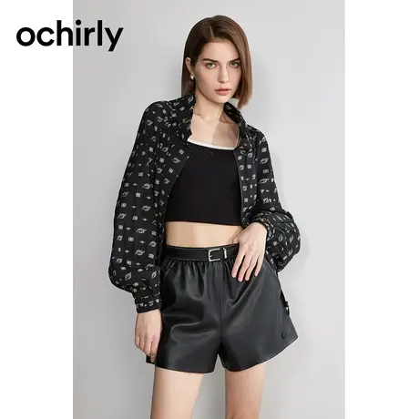 提花雪纺休闲外套女 ochirly欧时力2024新款春装宽松款立领防晒图片