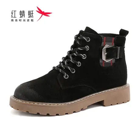红蜻蜓女鞋秋冬新款马丁靴韩版时尚百搭休闲运动短靴舒适透气防滑商品大图