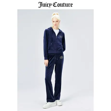 Juicy Couture橘滋天鹅绒套装女春季新款连帽外套直筒垂感阔腿裤商品大图