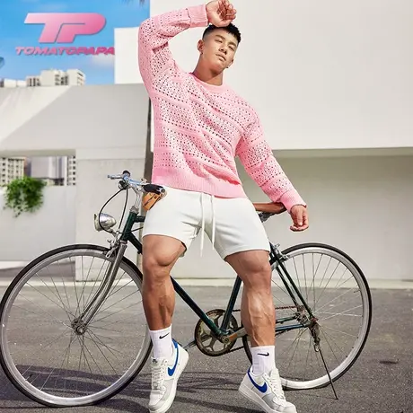 TOMATOPAPA秋季毛衣长袖圆领落肩宽松网红ins百搭镂空针织衫上衣商品大图