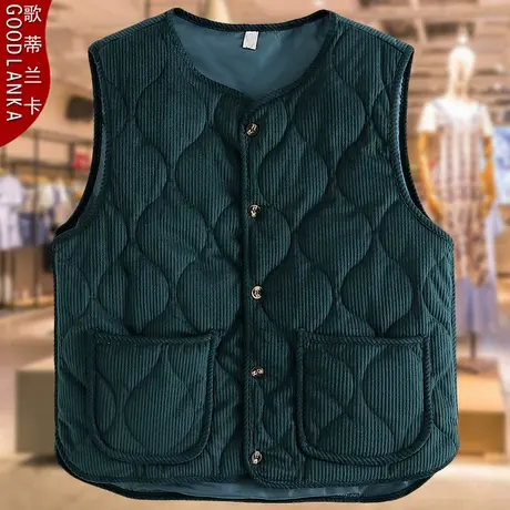 中老年妈妈秋冬棉马甲外套老太太灯芯绒马夹加肥加大奶奶保暖坎肩商品大图