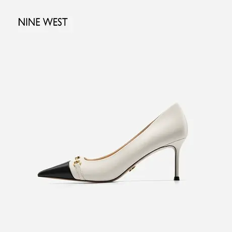 Nine West/玖熙高跟鞋女2023年秋季新款拼色高级感细跟小香风单鞋商品大图