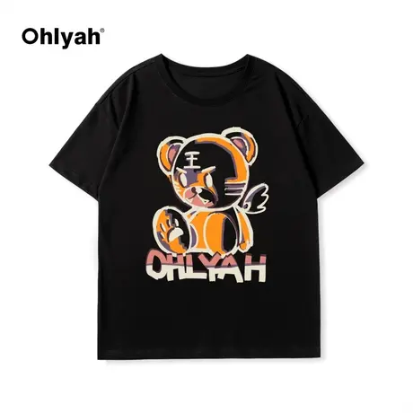Ohlyaht恤女2022年新款短袖夏季宽松大码中性款学生卡通印花体恤商品大图
