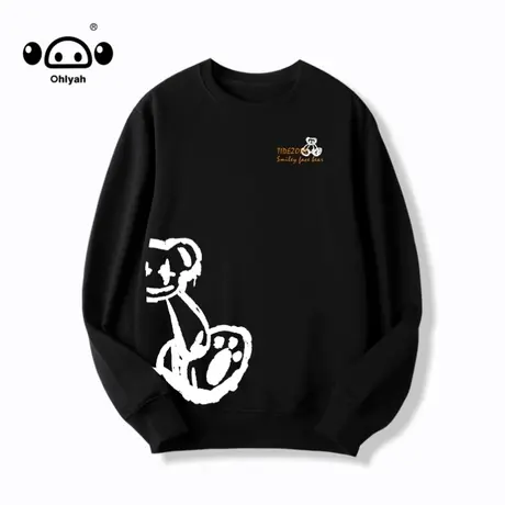 甜酷圆领长袖t恤小熊卫衣女高级感秋季叠穿美式街头vintage情侣装商品大图