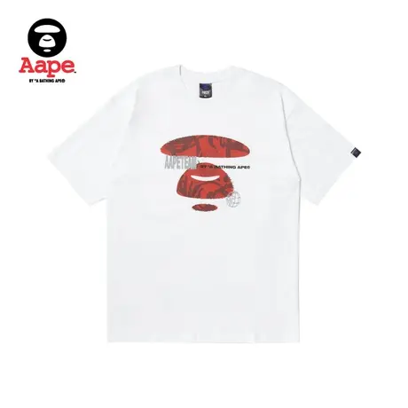 Aape旗舰店男装秋冬猿颜迷彩图案字母印花休闲潮流短袖T恤1382XXL商品大图
