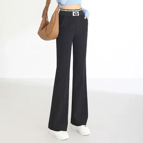 时尚微喇裤女2023秋季新款高腰垂感直筒喇叭裤显瘦百搭休闲裤长裤商品大图