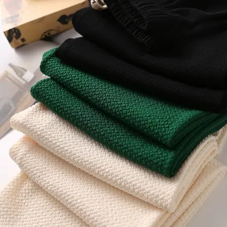 云朵泡芙裤，好软！！垂软小众肌理感泡泡棉运动高腰抽绳休闲卫裤商品大图