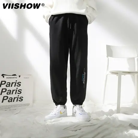 VIISHOW休闲裤子男春秋季新款抽绳潮牌卫裤束脚裤宽松运动长裤子图片