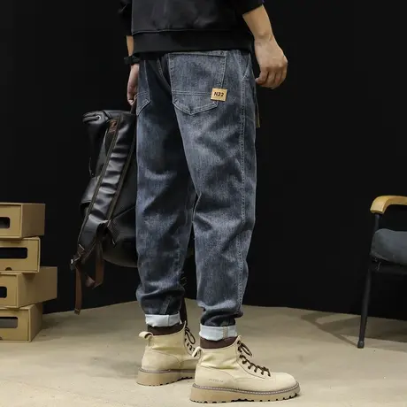 潮牌牛仔裤男秋冬直筒大码男士弹力微哈男裤秋季2023新款男款裤子商品大图