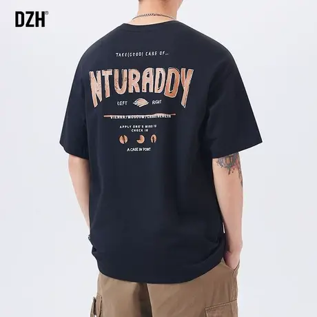 男生黑色短袖男款夏季宽松t恤ins潮牌纯棉上衣潮流衣服半袖体恤商品大图