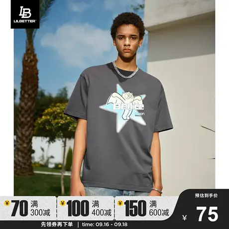 Lilbetter歪歪WAIWAI联名男士短袖t恤夏复古体恤潮牌半袖宽松上衣商品大图
