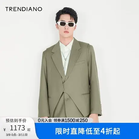 TRENDIANO官方潮牌男装秋季新款设计感梭织西装外套男士图片