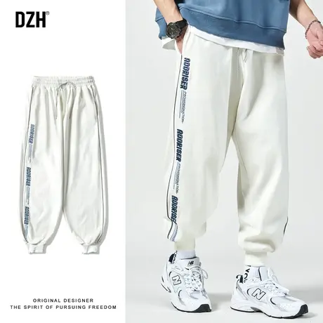 男生白色篮球卫裤男美式2024新款束脚裤运动裤美式hiphop裤子男款商品大图