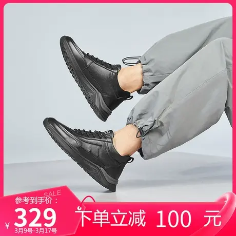 康奈2023秋冬新款真皮系带商务休闲皮鞋舒适软底百搭厚底运动男鞋商品大图
