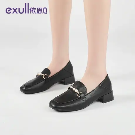 exull/依思Q厚底乐福鞋女2024新款春季复古英伦风一脚蹬法式单鞋商品大图