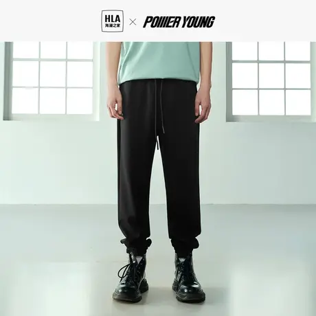 HLA/海澜之家POWER YOUNG休闲裤2023秋季新款直筒立体印花卫裤男商品大图