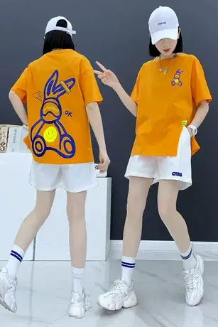 休闲短裤女夏季2023新款开叉T恤高腰a字宽松显瘦松紧腰运动阔腿潮商品大图