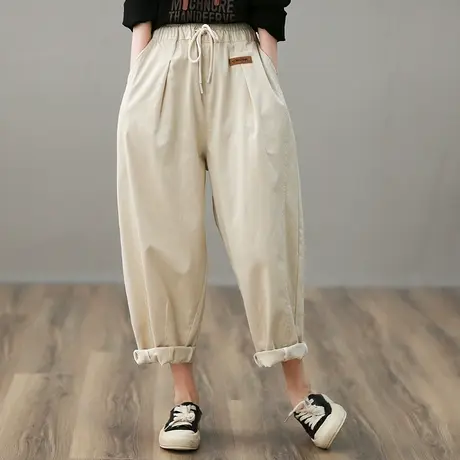 dza 高腰显瘦宽松阔腿裤子女士2023春季新款直筒哈伦裤百搭休闲裤图片