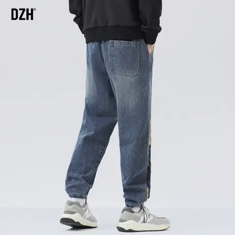 男士蓝色牛仔裤男夏季宽松潮牌束脚裤子薄款2023新款休闲长裤百搭商品大图