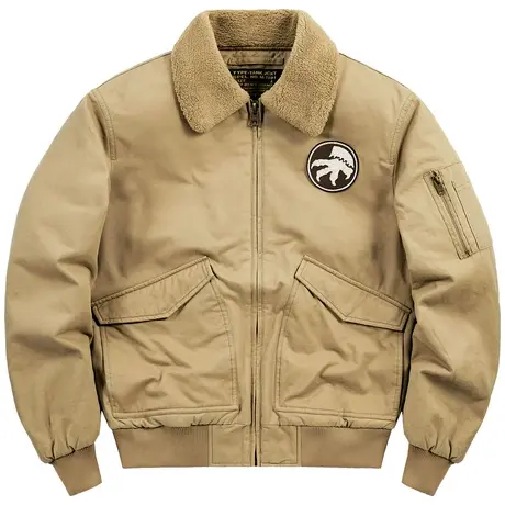 VIP冬季棉衣男翻领飞行夹克羊羔绒工装外套加绒加厚大码复古棉服商品大图