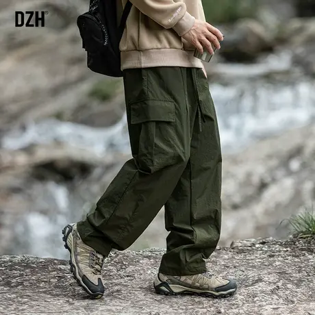 男士军绿色工装裤潮牌男裤秋款2023新款宽松直筒裤休闲裤男款秋季商品大图