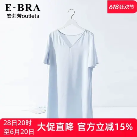 安莉芳outlets睡裙E-BRA涤纶雪纺冰丝提花宽松家居服V领女士睡衣商品大图