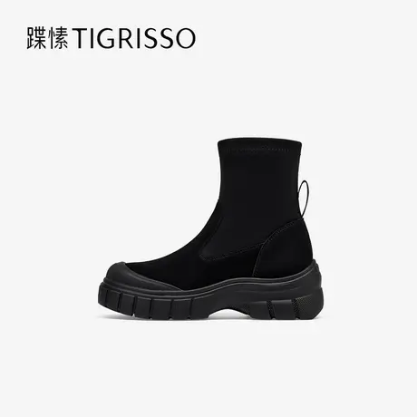 蹀愫冬复古增高5.5女靴小圆头时装靴短靴TA54766-40商品大图