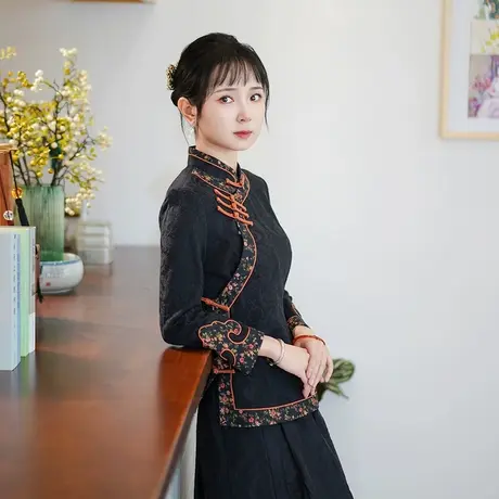 筠雅春季新款中国国风上衣复古显瘦上衣时尚气质唐装上衣女24J165图片