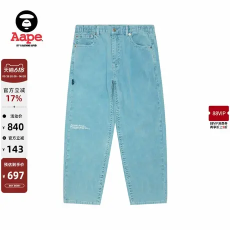 Aape旗舰店男装滑板猿人字母刺绣灯芯绒潮流休闲长裤B635XXN商品大图