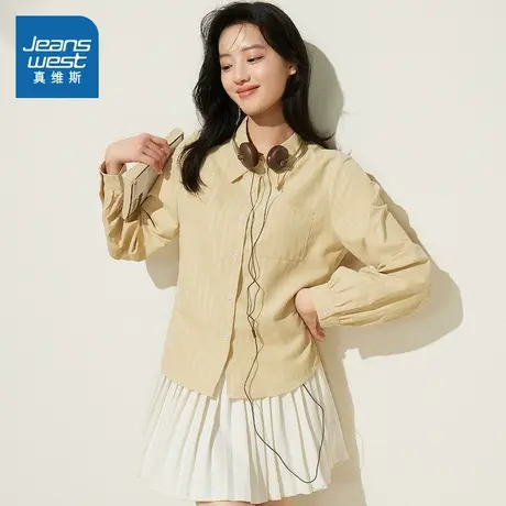 YD真维斯女装2025春季新款简约时尚百搭休闲纯色通勤风女装衬衫图片