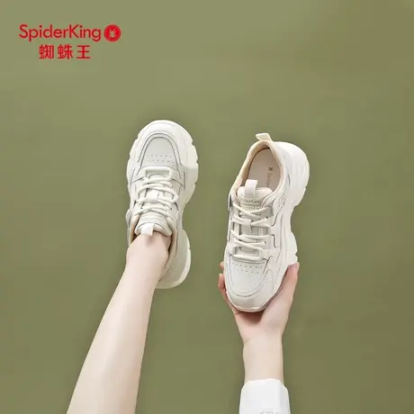蜘蛛王老爹鞋女2025年春秋季新款厚底百搭港风真皮运动鞋休闲女鞋商品大图
