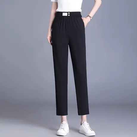 哈伦裤女夏季薄款高腰加大码宽松棉麻休闲裤中年妈妈九分萝卜裤子商品大图