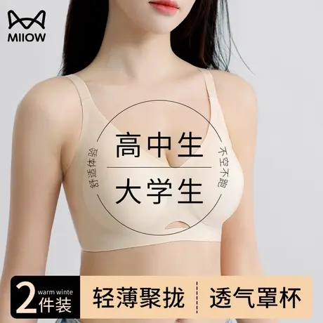 猫人内衣女文胸小胸聚拢无痕冰丝夏薄款收副乳防下凉爽透气垂文胸商品大图