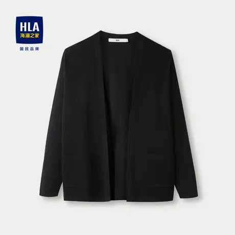 HLA/海澜之家休闲长袖针织外套2024秋季新款修身时尚舒适开衫男图片