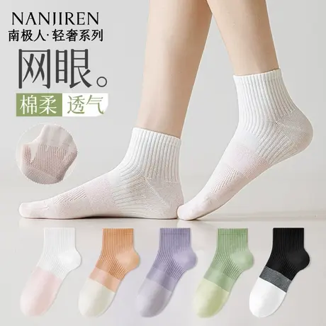 南极人袜子女夏季薄款纯棉网眼透气运动短筒袜吸汗防臭百搭女袜PB图片