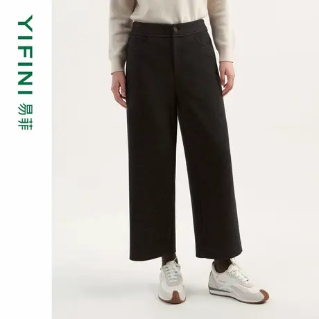 [专柜同款]Yifini/易菲抓绒保暖针织裤高腰显瘦直筒九分裤冬新商品大图