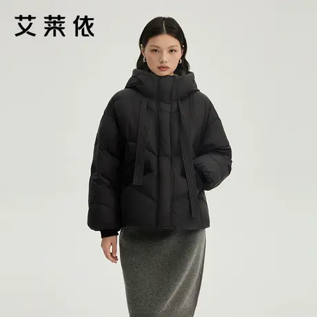 艾莱依连帽女士羽绒服冬季新款短款南瓜帽宽松鸭绒冬装厚外套正品图片