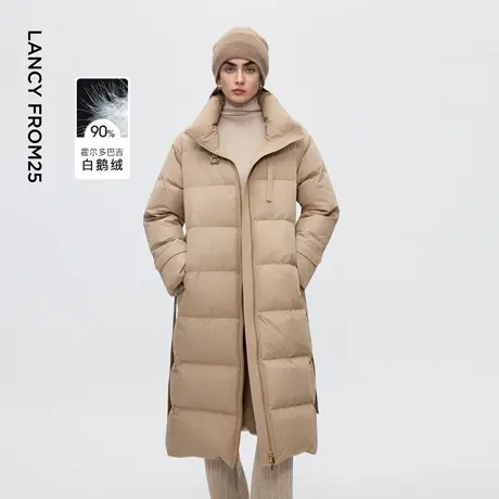 朗姿霍尔多巴吉鹅绒羽绒服立领连帽长款羽绒外套女2025年冬季新款商品大图