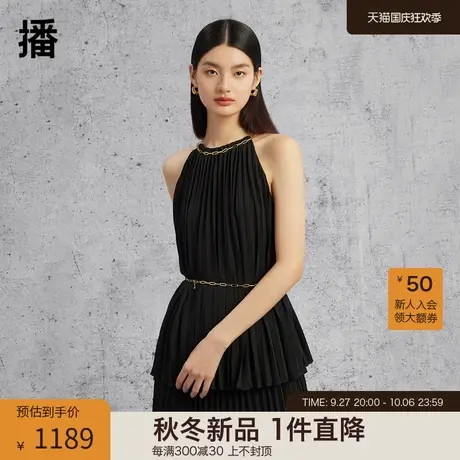 播2023夏季商场同款领子链条装饰灵动褶裥花式上衣女BDQ2HD0534商品大图