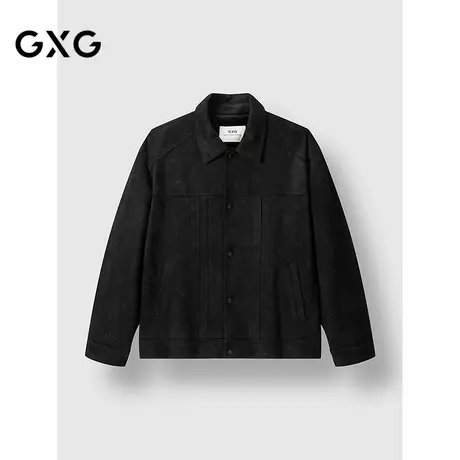GXG男装 黑色仿羊羔毛户外口袋设计保暖夹克外套 2024冬季品商品大图