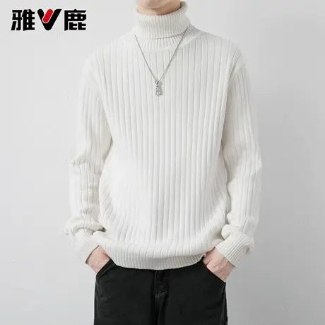 雅鹿针织衫男 2025秋冬款可翻高领打底针织衫男宽松毛衣叠穿内搭图片